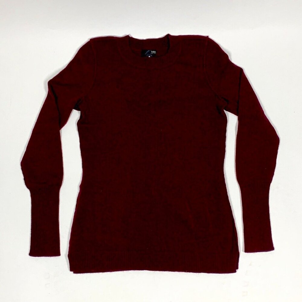 Aqua 100% Cashmere Maroon Red Pullover Crew Neck Sweater Sz M
